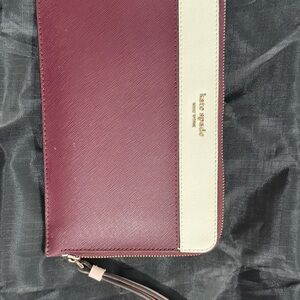 Kate Spade Maroon and Cream Zip Wallet